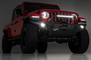 Jeep Wrangler JK Unlimited Front Winch Bumper - Rough Country - Full-Width Trail Bumper - Satin Black - 4WD - '07-'18